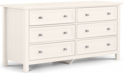 Maine White Lacquered Pine Wide 6 Drawer Chest - image 1