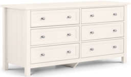 Maine White Lacquered Pine Wide 6 Drawer Chest - thumbnail 1