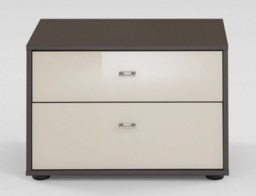 Tokio 2 Drawer Bedside Cabinet in Magnolia Glass and Havana with Chrome Handle - thumbnail 1