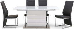 Massimo White Gloss Butterfly Extending Dining Set with 4 Remo Grey Chairs