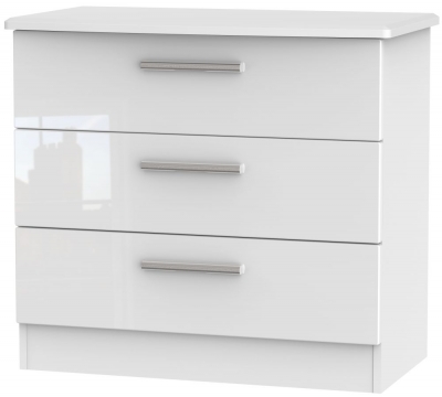 Knightsbridge 3 Drawer Chest - White High Gloss