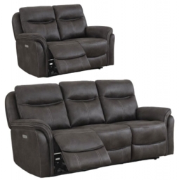 Claremont Grey Fabric 3+2 Recliner Sofa Suite