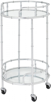 Hill Interiors Glass Top Silver Round Drink Trolley - image 1