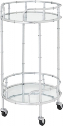 Hill Interiors Glass Top Silver Round Drink Trolley - thumbnail 1