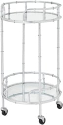 Hill Interiors Glass Top Silver Round Drink Trolley