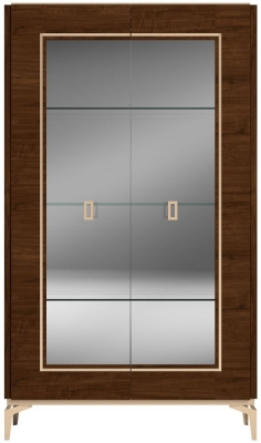Status Eva Day Walnut Brown Italian 2 Glass Door Vitrine with LED Light - image 1