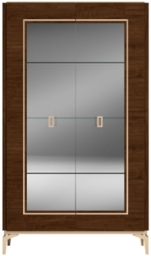 Status Eva Day Walnut Brown Italian 2 Glass Door Vitrine with LED Light - thumbnail 1