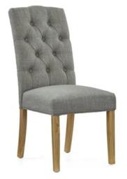 2 x  Normandy Grey Fabric Button Back Dining Chair - thumbnail 1