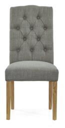 2 x  Normandy Grey Fabric Button Back Dining Chair - thumbnail 2
