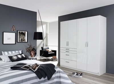 Homburg 4 Door Wardrobe in White - W 181cm - image 1