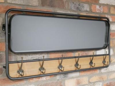 Mirror with Coat Hooks