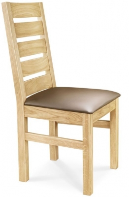 Clemence Richard Oak Leather Seat Dining Chair - 026 (Sold in Pairs)
