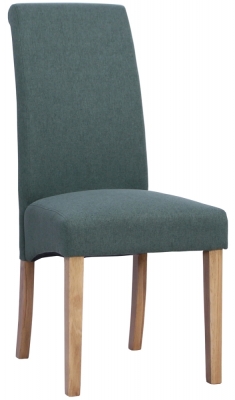 2 x Dorset Oak Green Wesbury Rollback Fabric Dining Chair - image 1