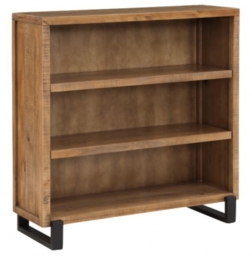 Pembroke Rustic Pine Low Bookcase with Black Metal Legs