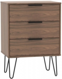 Hong Kong 3 Drawer Chest with Hairpin Legs - Carini Walnut - thumbnail 1