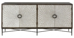Milan Grey Starburst Elm Wood 4 Door Extra Large Sideboard - 200cm