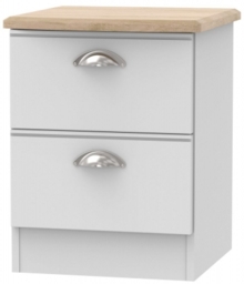 Victoria Grey and Riviera Oak 2 Drawer Bedside Cabinet