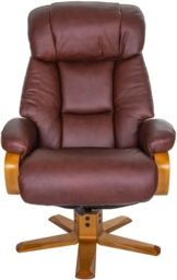 GFA Nice Swivel Recliner Chair with Footstool - Chestnut Leather Match - thumbnail 3