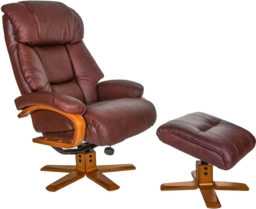 GFA Nice Swivel Recliner Chair with Footstool - Chestnut Leather Match - thumbnail 2