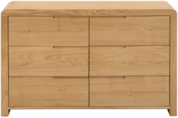 Curve Oak 6 Drawer Wide Chest