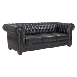 Chesterfield Black 3 Seater Sofa - thumbnail 1