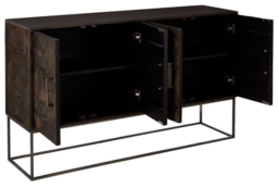 Saira Solid Mango Wood Geometric 4 Door Medium Sideboard - 150cm - thumbnail 2