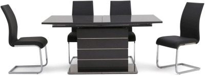 Massimo Grey Gloss Butterfly Extending Dining Set with 4 Paolo Grey Chairs - image 1