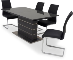 Massimo Grey Gloss Butterfly Extending Dining Set with 4 Paolo Grey Chairs - thumbnail 3