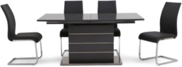 Massimo Grey Gloss Butterfly Extending Dining Set with 4 Paolo Grey Chairs - thumbnail 1