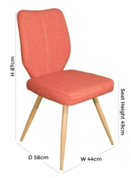 Set of 2 Enka Orange Fabric Dining Chair - thumbnail 2