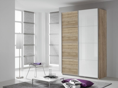 Quadra Sliding Wardrobe with High Gloss and Decor Front - image 1