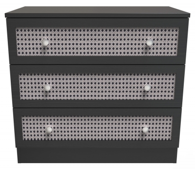 Rattan and Black Ash 3 Drawer Small Chest - image 1