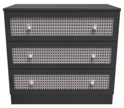 Rattan and Black Ash 3 Drawer Small Chest - thumbnail 1