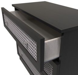 Rattan and Black Ash 3 Drawer Small Chest - thumbnail 2
