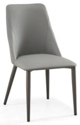 Rosie Grey Dining Chair- Faux Leather with Black Legs