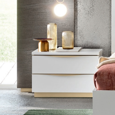 Camel Kharma Night White Italian 2 Drawer Bedside Cabinet - image 1