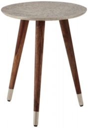 Boho White Carved Round Side Table
