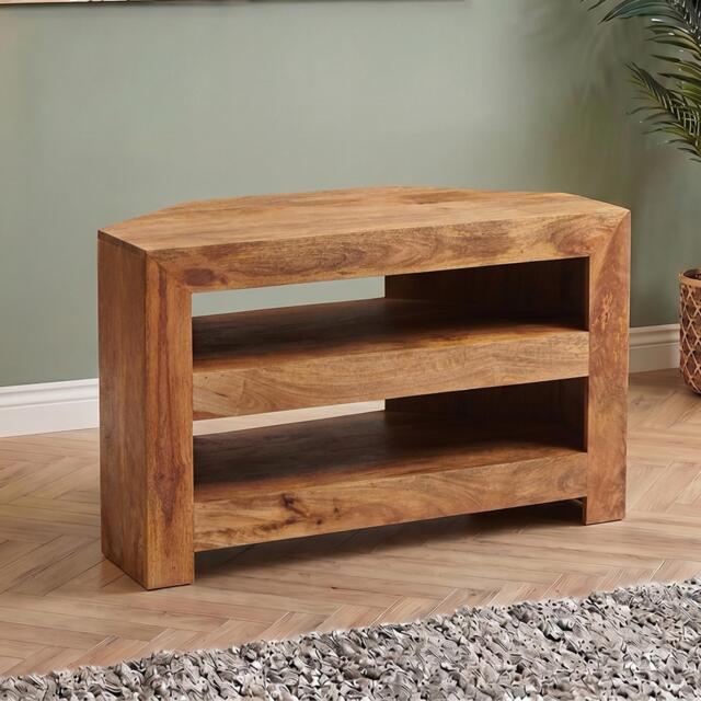 Dakota TV Unit - Corner - 100cm - Light Mango Wood
