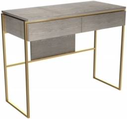 Gillmore Space Federico Weathered Oak Dressing Table with Brass Brushed Frame