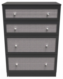 Rattan and Black Ash 4 Drawer Deep Chest