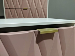Diamond 1 Drawer Bedside Cabinet with Hairpin Legs - Kobe Pink and White - thumbnail 2