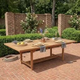 Arrow Teak Extending Dining Table - 240-300cm - thumbnail 1