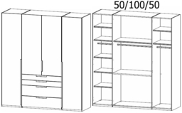 Rauch Purisma 201cm Silk Grey 4 Door Wardrobe with Drawers - thumbnail 2
