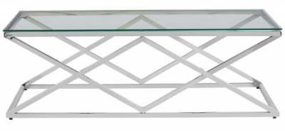 Kelley Glass Top and Silver Inverted Prism Base Coffee Table - image 1