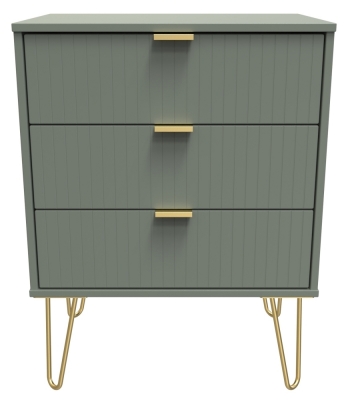 Linear Reed Green 3 Drawer Midi Chest with Hairpin Legs - image 1