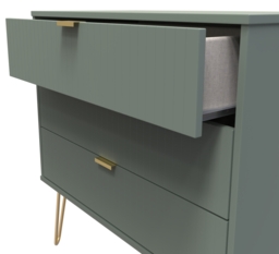 Linear Reed Green 3 Drawer Midi Chest with Hairpin Legs - thumbnail 2