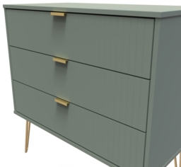 Linear Reed Green 3 Drawer Midi Chest with Hairpin Legs - thumbnail 3