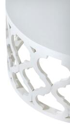 Boho White Carved Wooden Round Coffee Table - thumbnail 3
