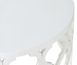 Boho White Carved Wooden Round Coffee Table - thumbnail 4