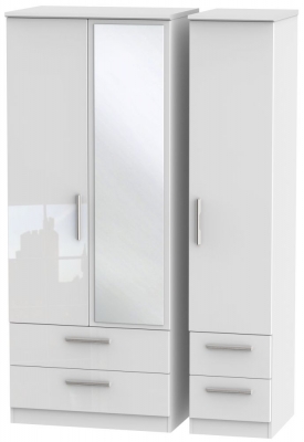 Knightsbridge 3 Door 4 Drawer Combi Wardrobe - High Gloss White